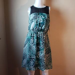 Kensie Green/Black Animal Print Dress S NWT